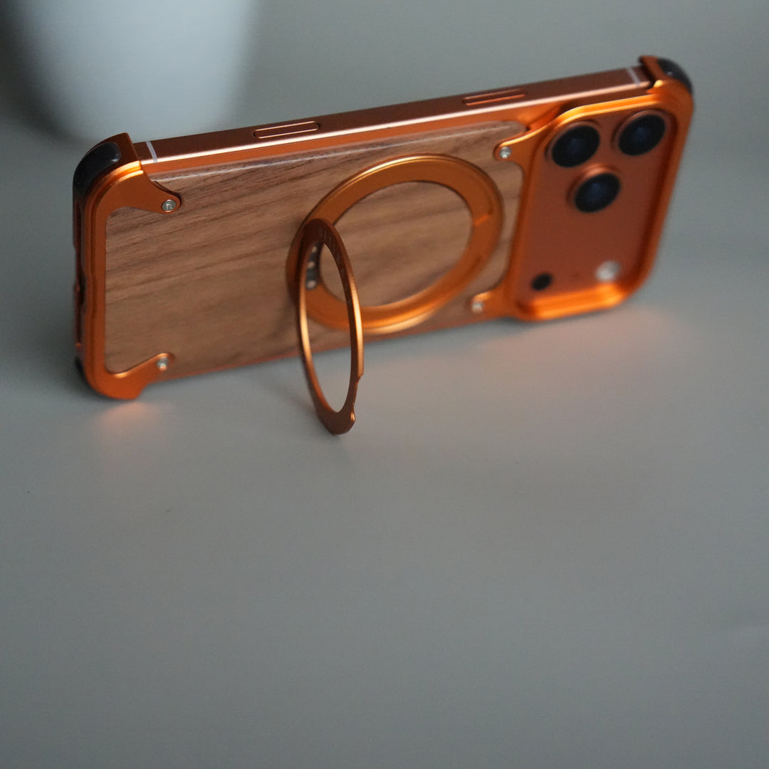 iPhone 17 Series Luxury Wooden Back + Metal Bumper Magsafe Case (Premium Edition)