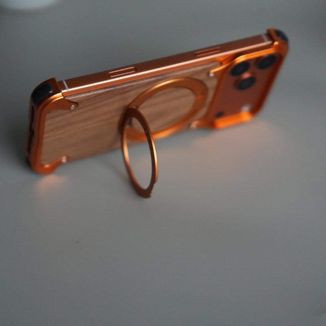 iPhone 17 Series Luxury Wooden Back + Metal Bumper Magsafe Case (Premium Edition)