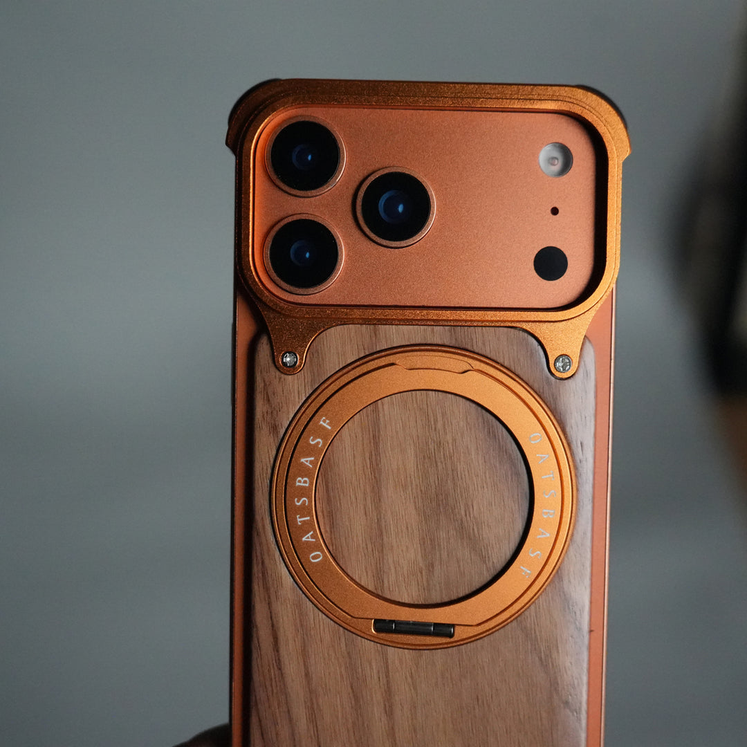 iPhone 17 Series Luxury Wooden Back + Metal Bumper Magsafe Case (Premium Edition)