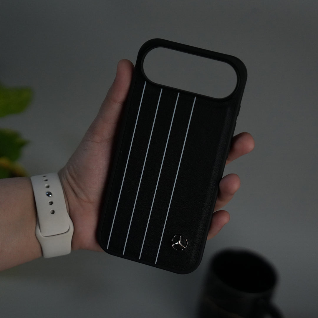 iPhone 17 Air Merc White Line Pattern PU Leather Case Cover