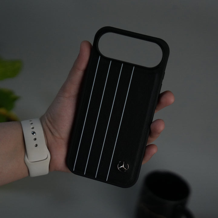 iPhone 17 Air Merc White Line Pattern PU Leather Case Cover