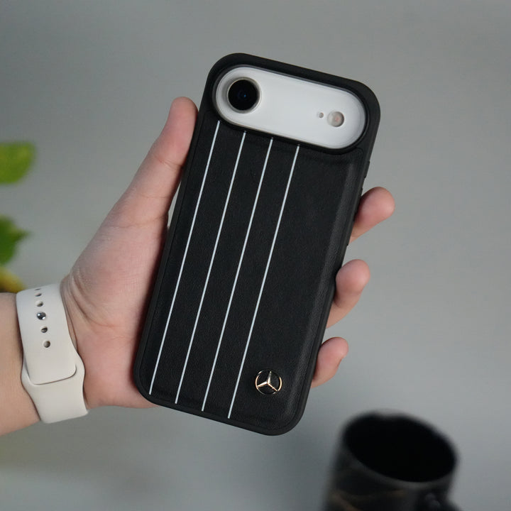 iPhone 17 Air Merc White Line Pattern PU Leather Case Cover