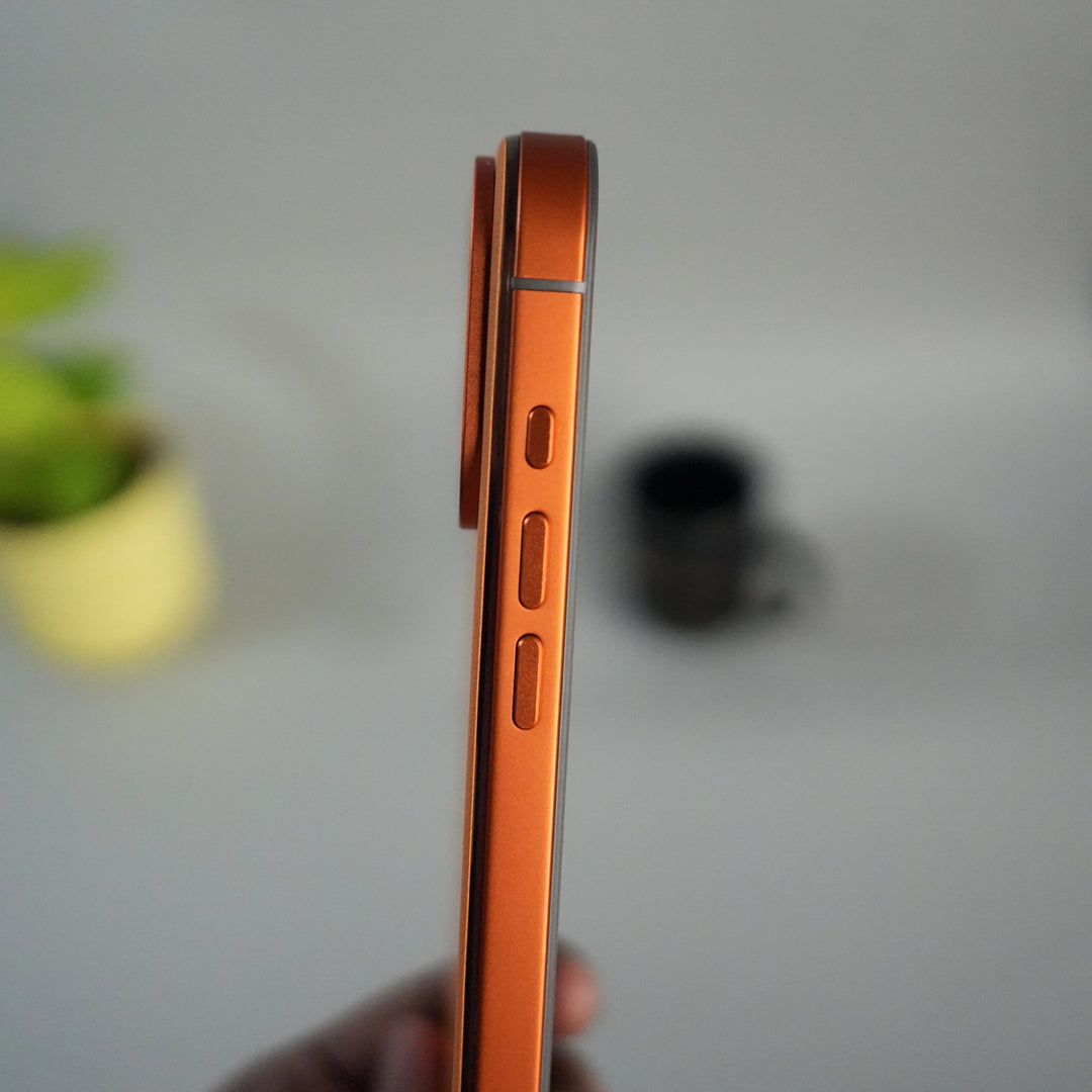 iPhone 17 Series Metal Side Bumper Leather Feel Magsafe case Cover | Orange