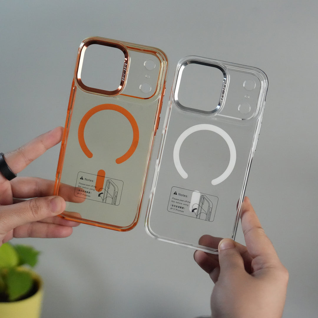 iPhone 17 Pro Max Crystal Clear Anti-Yellow Case with MagSafe & Metal Camera Bumper