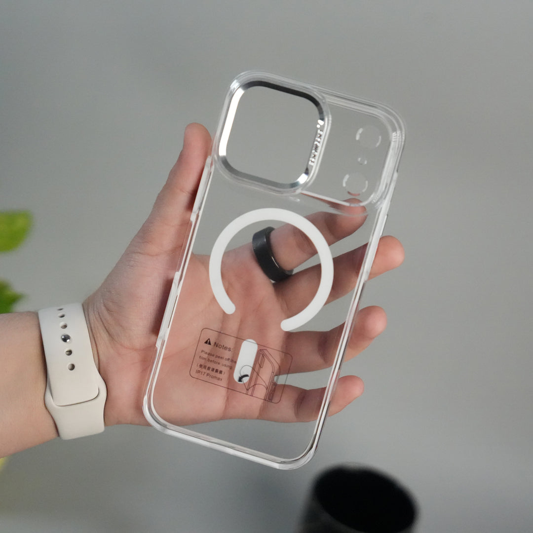 iPhone 17 Pro Max Crystal Clear Anti-Yellow Case with MagSafe & Metal Camera Bumper