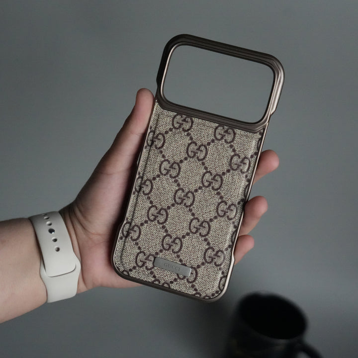 iPhone 17 Series Luxury GG Pattern PU Leather Case