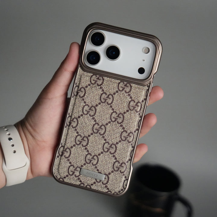 iPhone 17 Series Luxury GG Pattern PU Leather Case