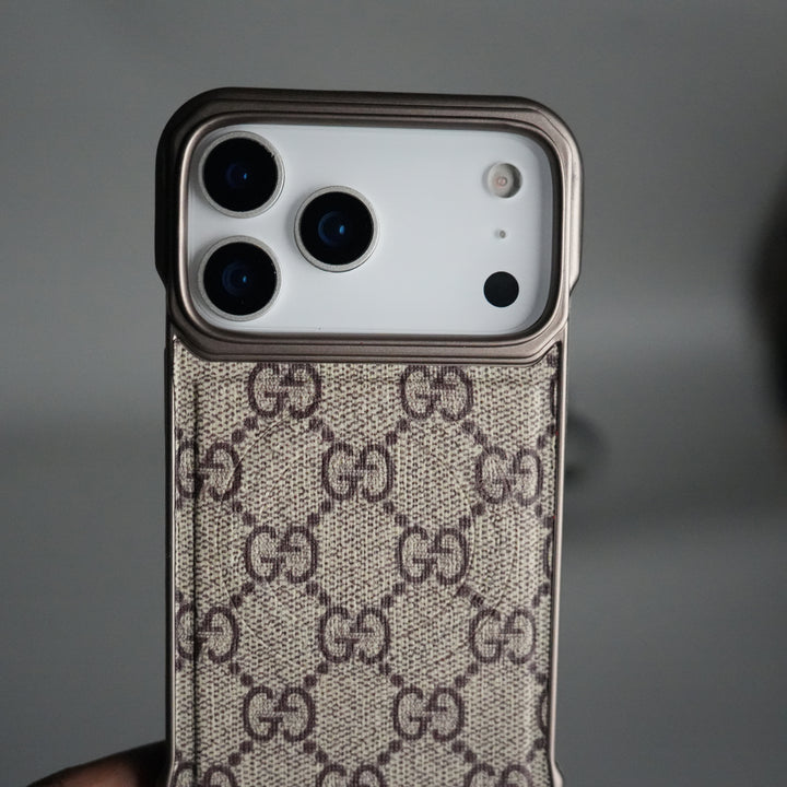 iPhone 17 Series Luxury GG Pattern PU Leather Case