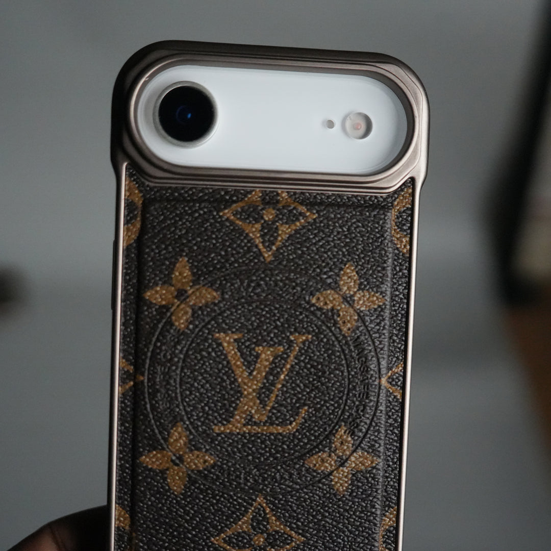 iPhone 17 Air Luxury Brown Pattern PU Leather Case