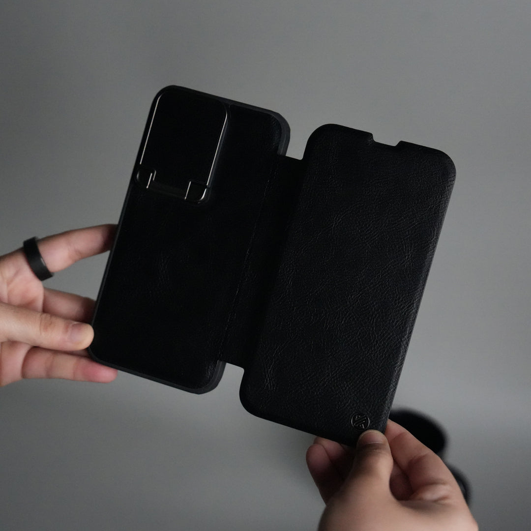 iPhone 13 Series Flip Case With Metal Camera Stand