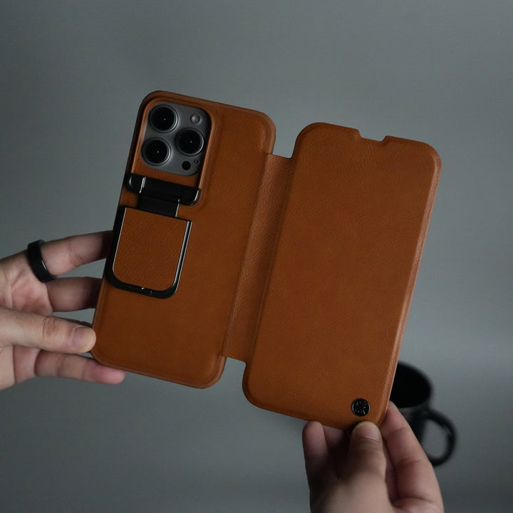 iPhone 13 Series Flip Case With Metal Camera Stand