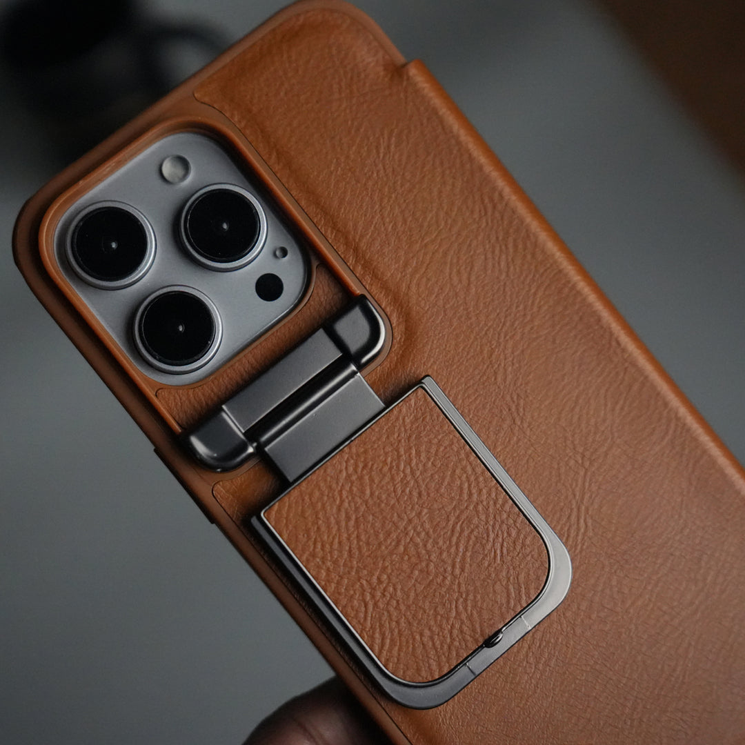 iPhone 13 Series Flip Case With Metal Camera Stand