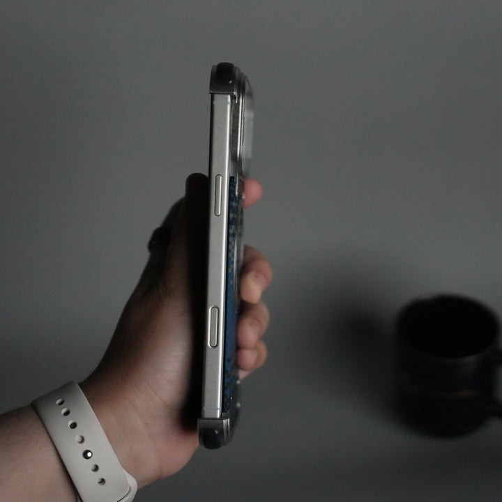 iPhone 17 Series Kevlar Fiber Texture Frameless Metal Kickstand Case