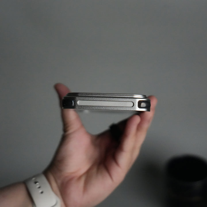 iPhone 17 Series Kevlar Fiber Texture Frameless Metal Kickstand Case