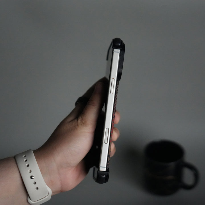 iPhone 17 Series Kevlar Fiber Texture Frameless Metal Kickstand Case