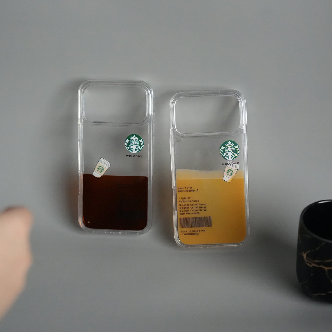 iPhone 17 Series SB Liquid Coffee Floating Cup Case Cover