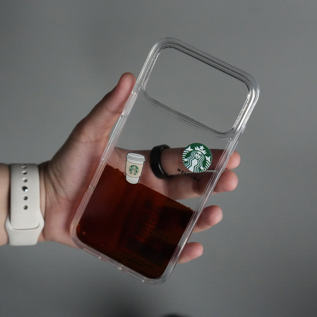 iPhone 17 Series SB Liquid Coffee Floating Cup Case Cover