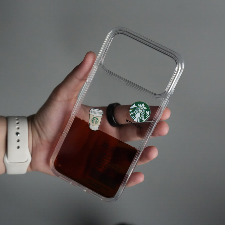 iPhone 17 Series SB Liquid Coffee Floating Cup Case Cover