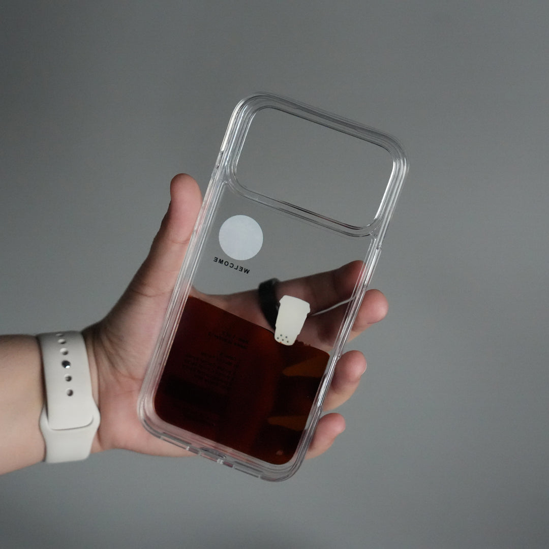 iPhone 17 Series SB Liquid Coffee Floating Cup Case Cover