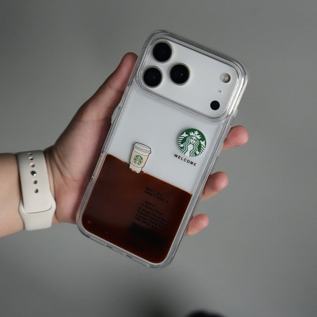 iPhone 17 Series SB Liquid Coffee Floating Cup Case Cover