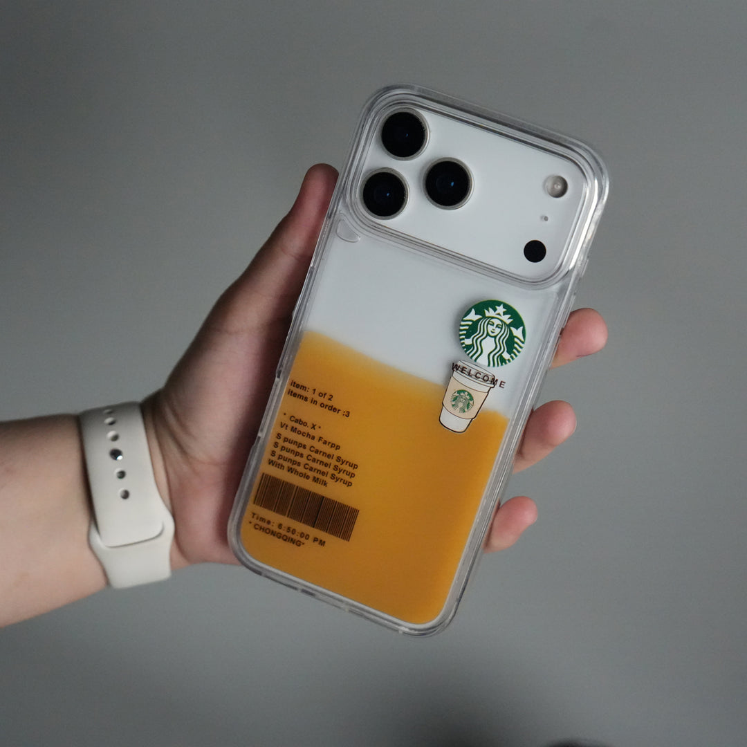 iPhone 17 Series SB Liquid Coffee Floating Cup Case Cover