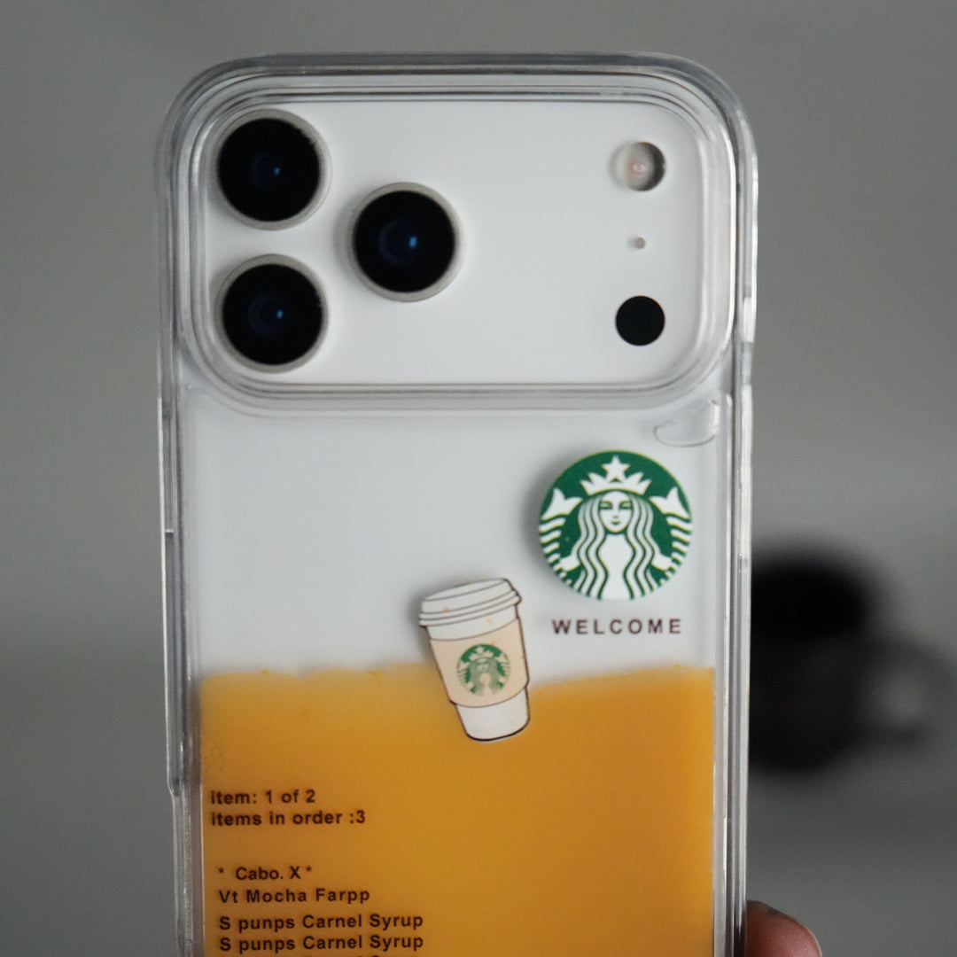 iPhone 17 Series SB Liquid Coffee Floating Cup Case Cover