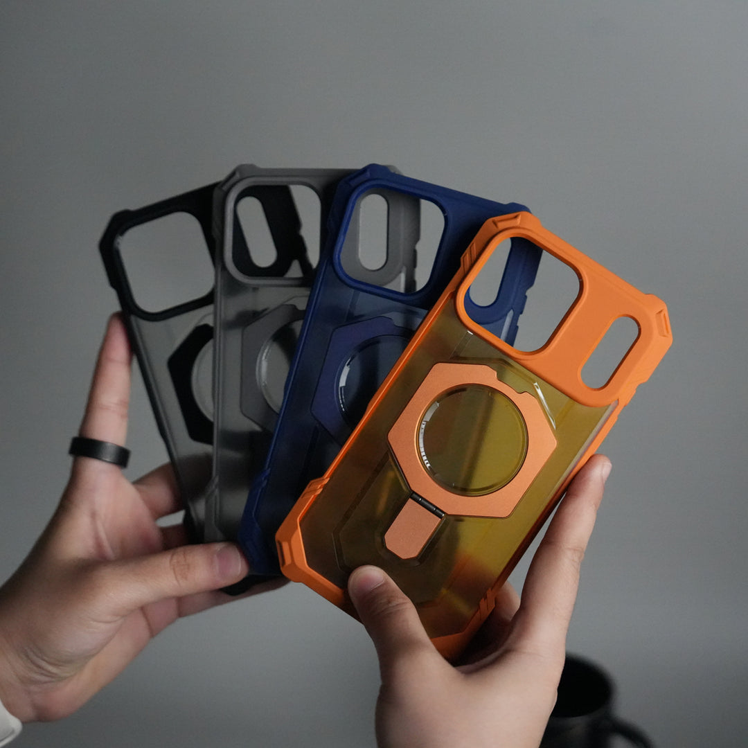 iPhone 17 Pro Max – Rugged Armor MagSafe Case with Metal Kickstand