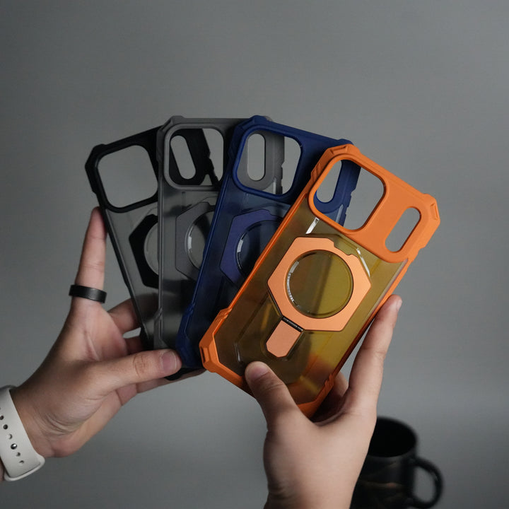 iPhone 17 Pro Max – Rugged Armor MagSafe Case with Metal Kickstand