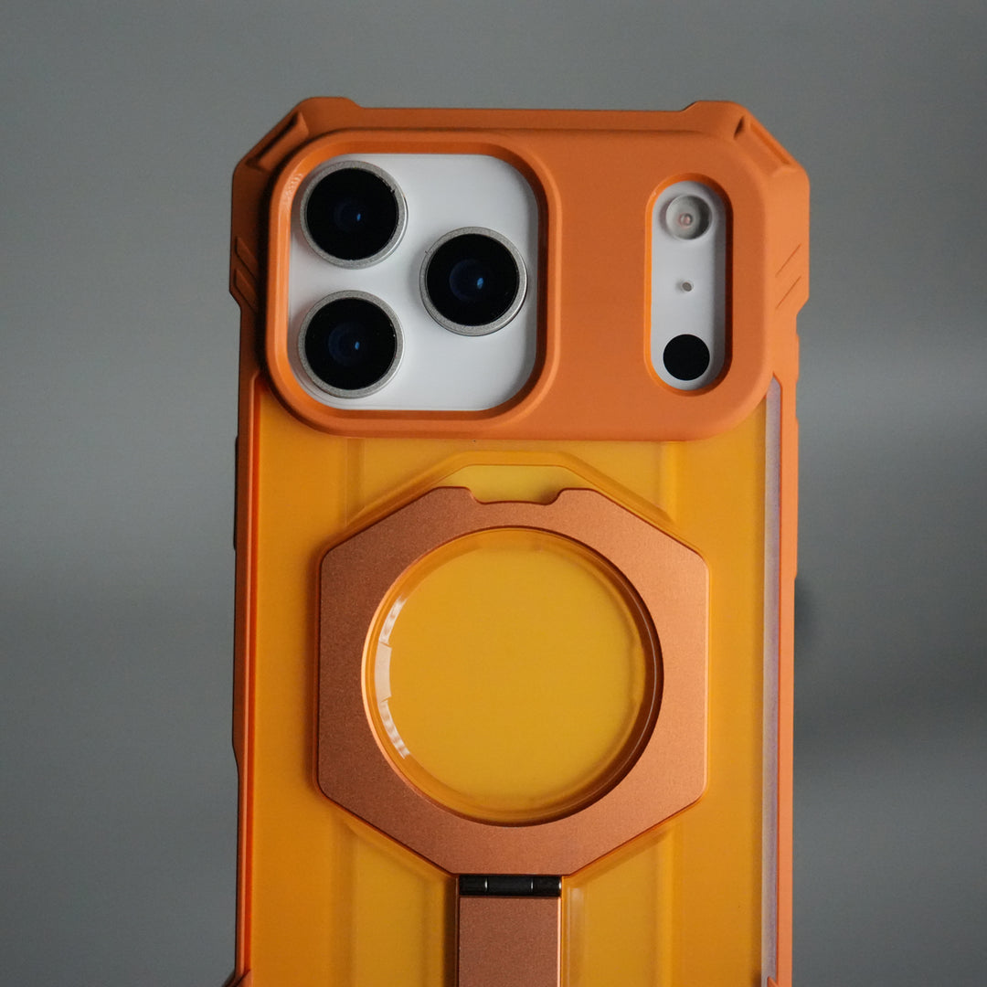 iPhone 17 Pro Max – Rugged Armor MagSafe Case with Metal Kickstand