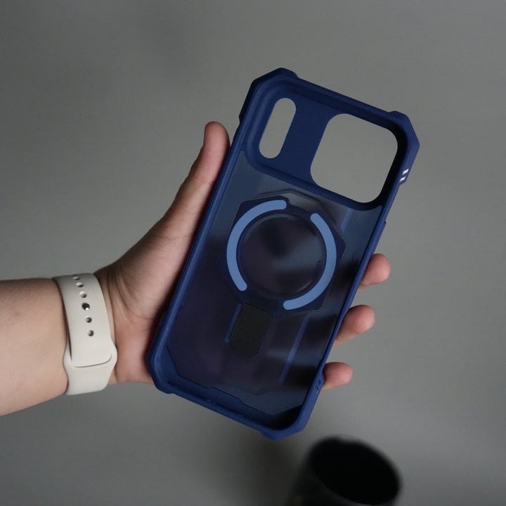 iPhone 17 Pro Max – Rugged Armor MagSafe Case with Metal Kickstand