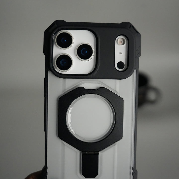 iPhone 17 Pro Max – Rugged Armor MagSafe Case with Metal Kickstand