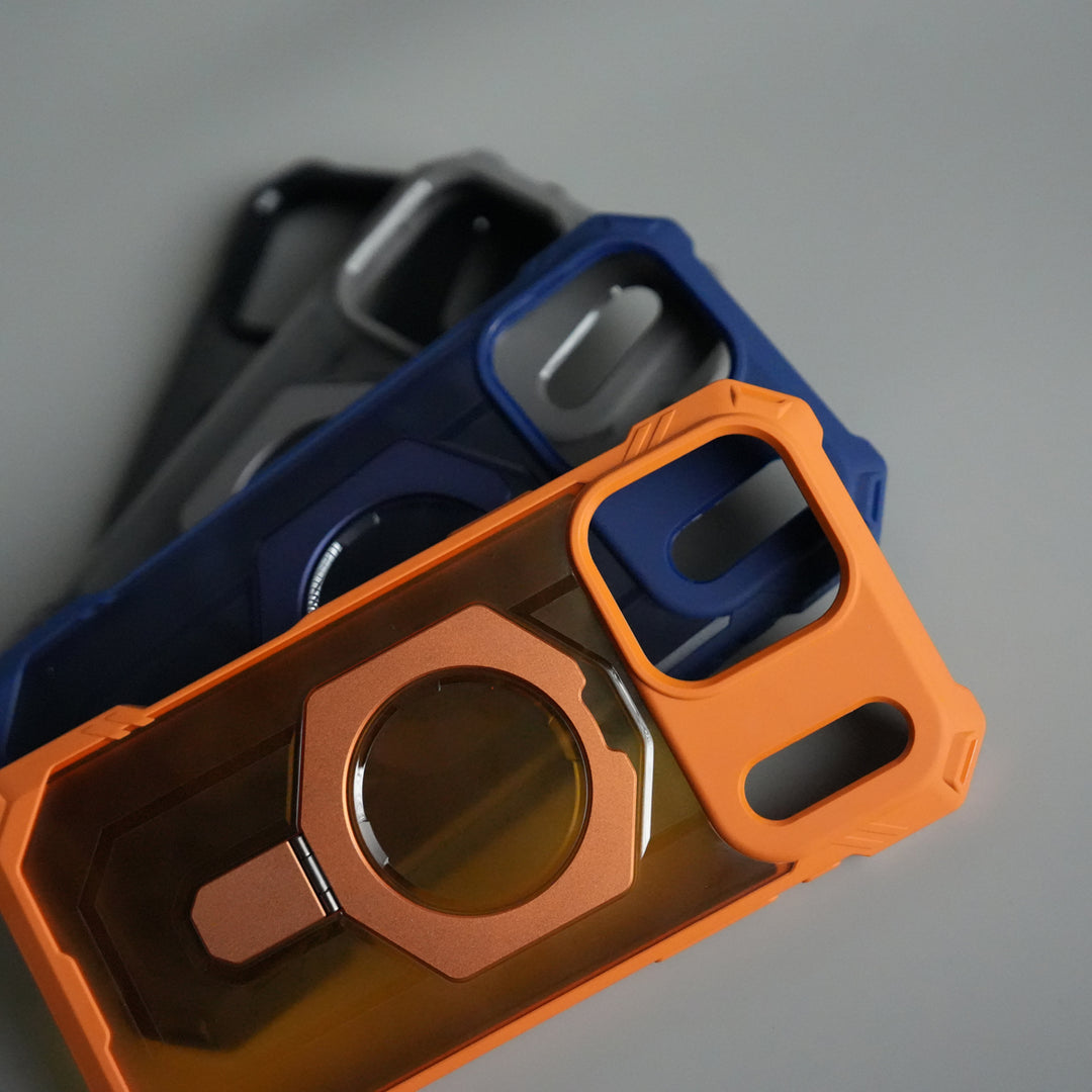 iPhone 17 Pro Max – Rugged Armor MagSafe Case with Metal Kickstand
