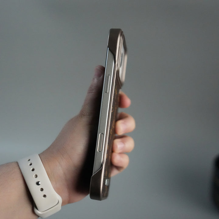 iPhone 17 Series Luxury Brown Pattern PU Leather Case