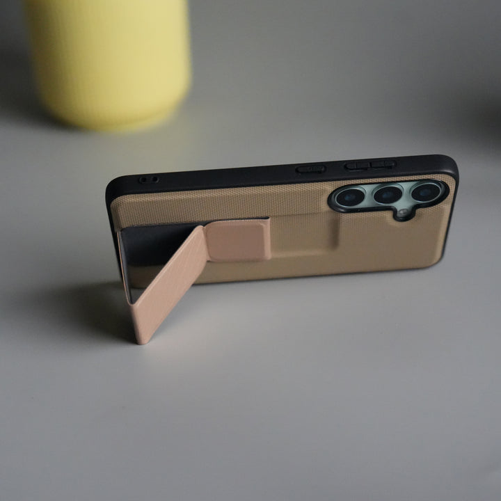 Galaxy S24 GripStand Hybrid Case | Textured Anti-Slip Back with Foldable Kickstand & Secure Hand Strap