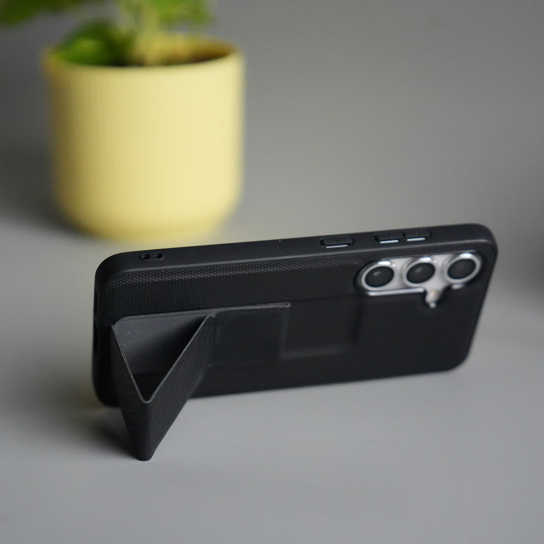 Galaxy S24 GripStand Hybrid Case | Textured Anti-Slip Back with Foldable Kickstand & Secure Hand Strap