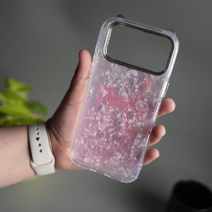 iPhone 17 Pro Marble Design Case | Luxury Rhinestone Camera Frame & 3D Diamond Bow Cover