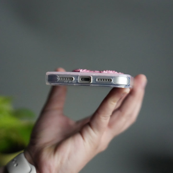 iPhone 17 Pro Marble Design Case | Luxury Rhinestone Camera Frame & 3D Diamond Bow Cover