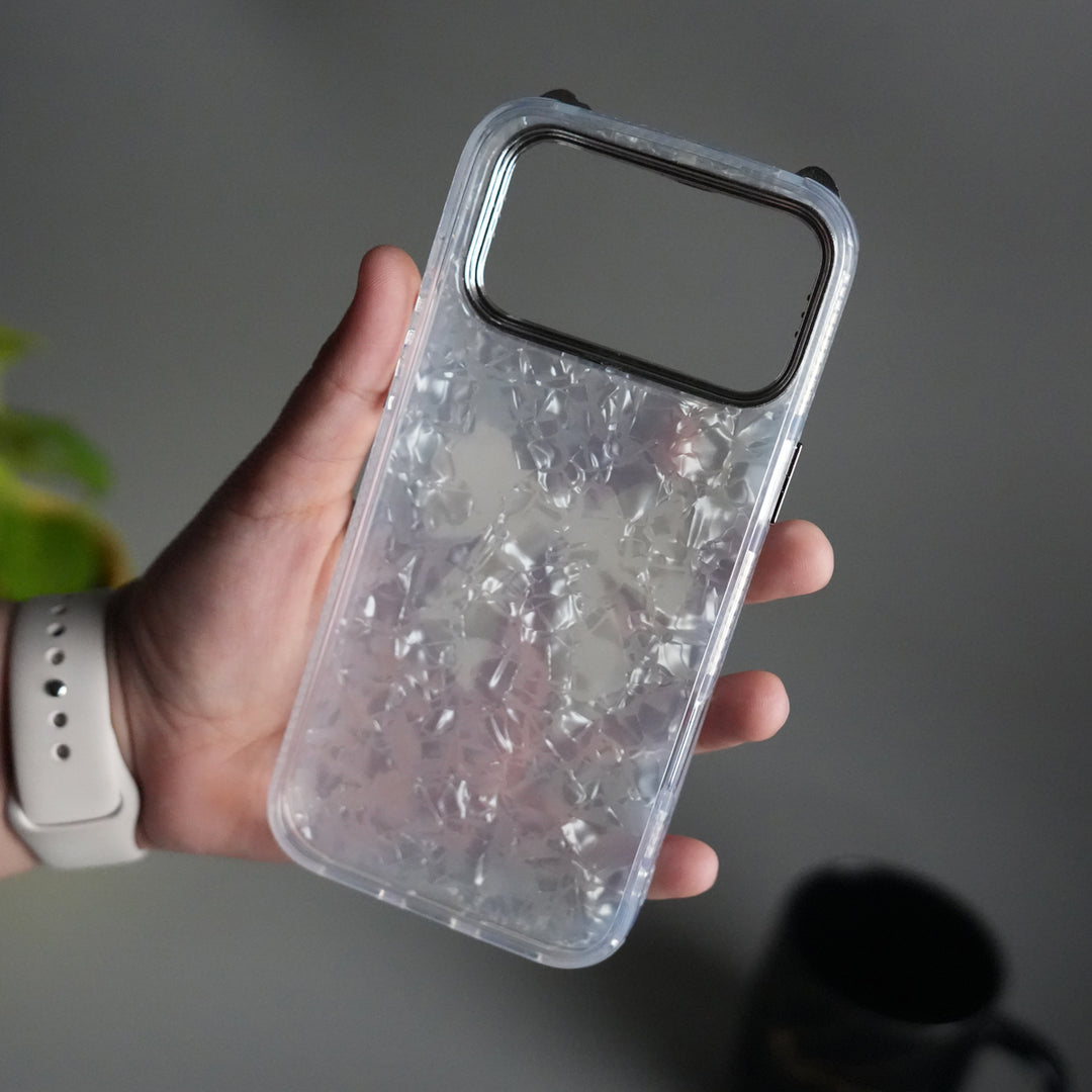 iPhone 17 Pro Marble Design Case | Luxury Rhinestone Camera Frame & 3D Diamond Bow Cover