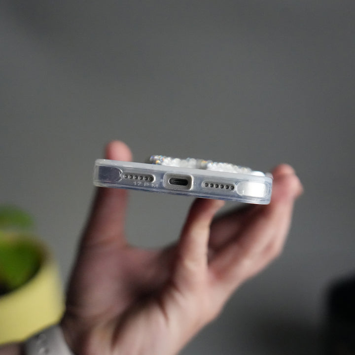 iPhone 17 Pro Marble Design Case | Luxury Rhinestone Camera Frame & 3D Diamond Bow Cover