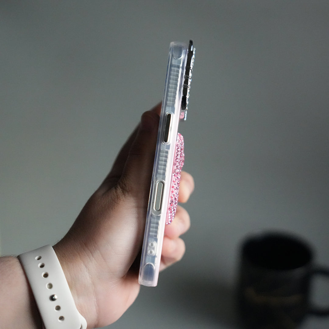 iPhone 17 Marble Design Case | Luxury Rhinestone Camera Frame & 3D Diamond Bow Cover