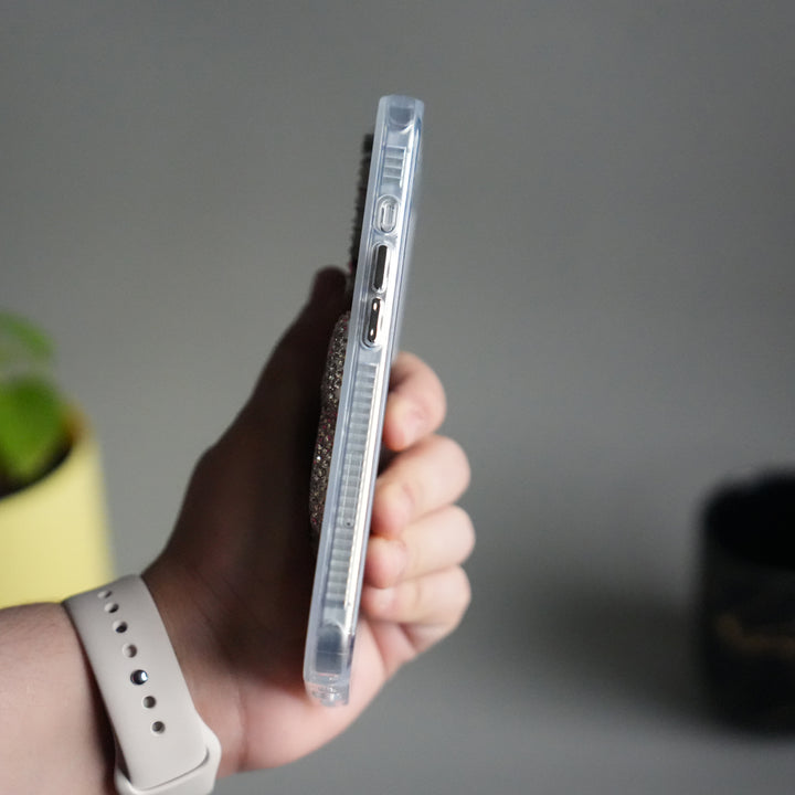 iPhone 17 Marble Design Case | Luxury Rhinestone Camera Frame & 3D Diamond Bow Cover