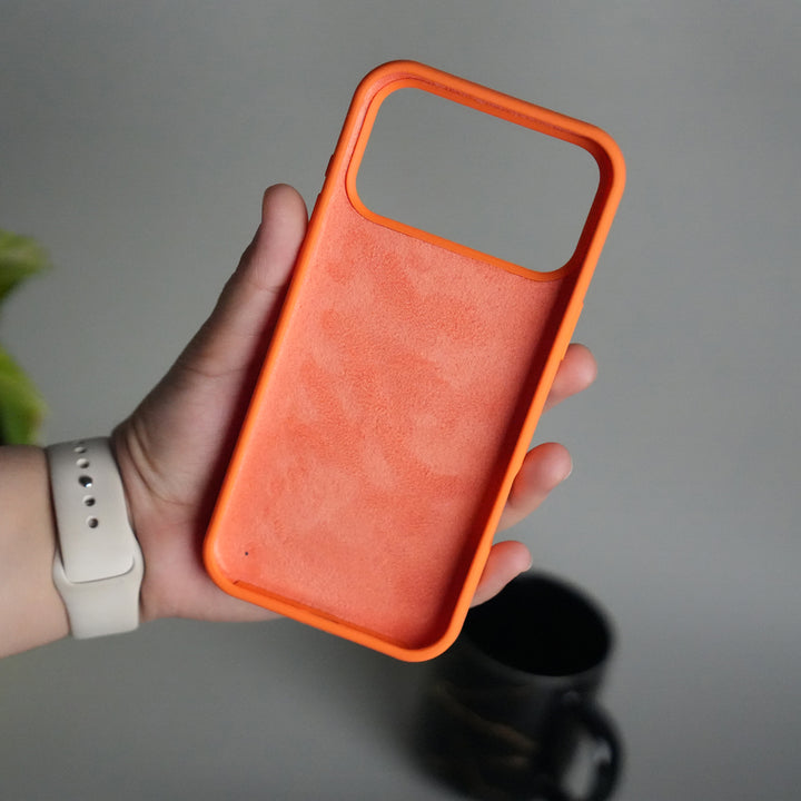 iPhone 17 Series Sports Car Logo Liquid Silicone Case Cover ORANGE