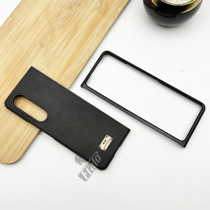 Samsung Galaxy Z Fold 4 Luxury PU Leather Shockproof Case Cover (Black)