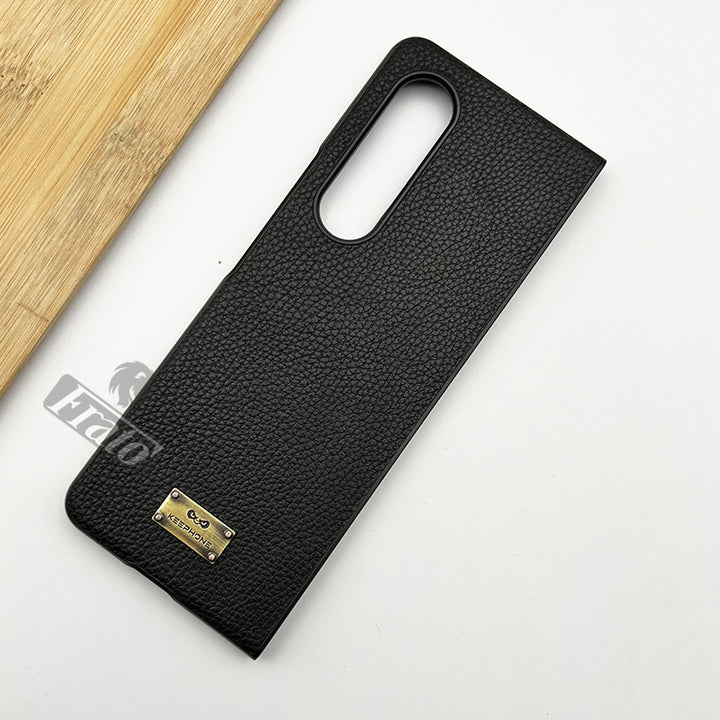 Samsung Galaxy Z Fold 4 Luxury PU Leather Shockproof Case Cover (Black)