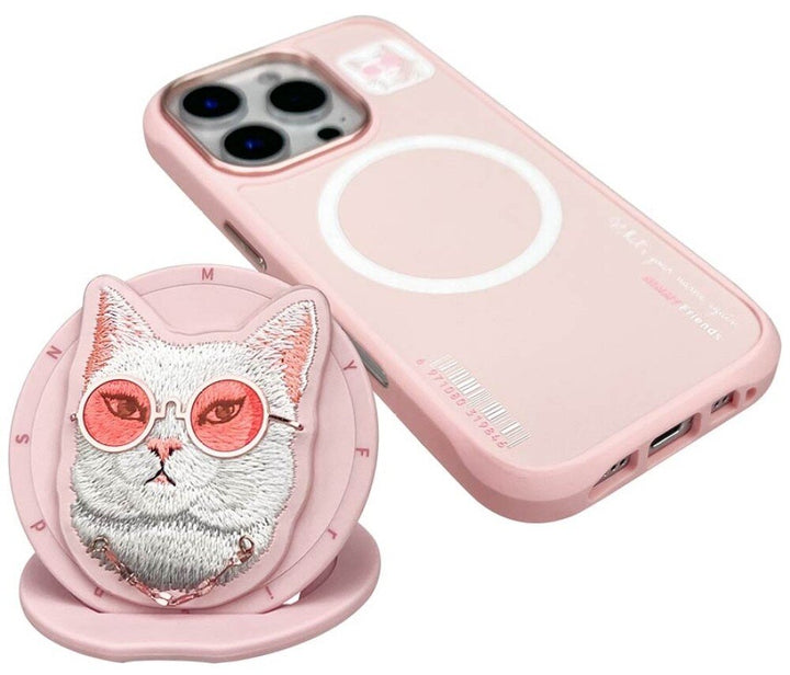 iPhone 16 Series Cool Glasses MagSafe Case Cover with Embroidery Magnetic Bracket Phone Holder