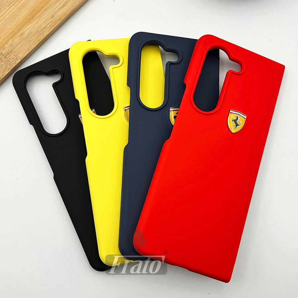 Samsung Galaxy Z Fold 5 Matte Finish Ferrari Sports Car Logo Design Case Cover