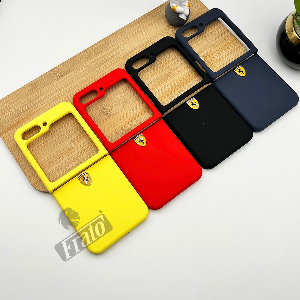 Samsung Galaxy Z Flip 5 Matte Finish Ferrari Sports Car Logo Design Case Cover