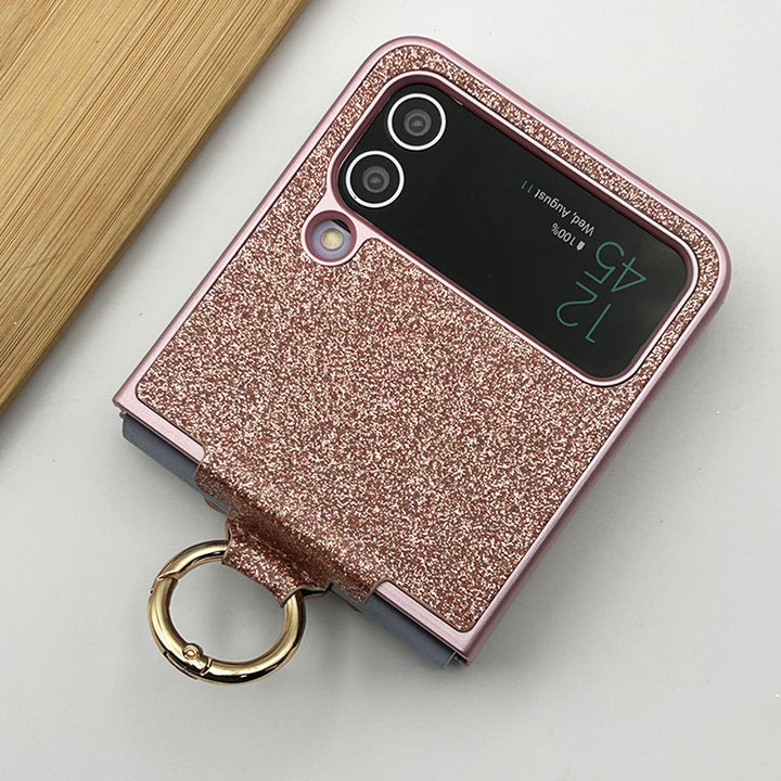 Samsung Galaxy Z Flip 3 Shimmer Glitter Bling Metal Ring Holder Case Cover