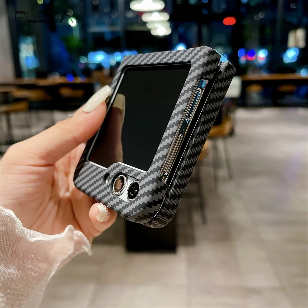 Samsung Galaxy Z Flip 5 Carbon Fiber Texture Pc Hard Case Cover (Black)