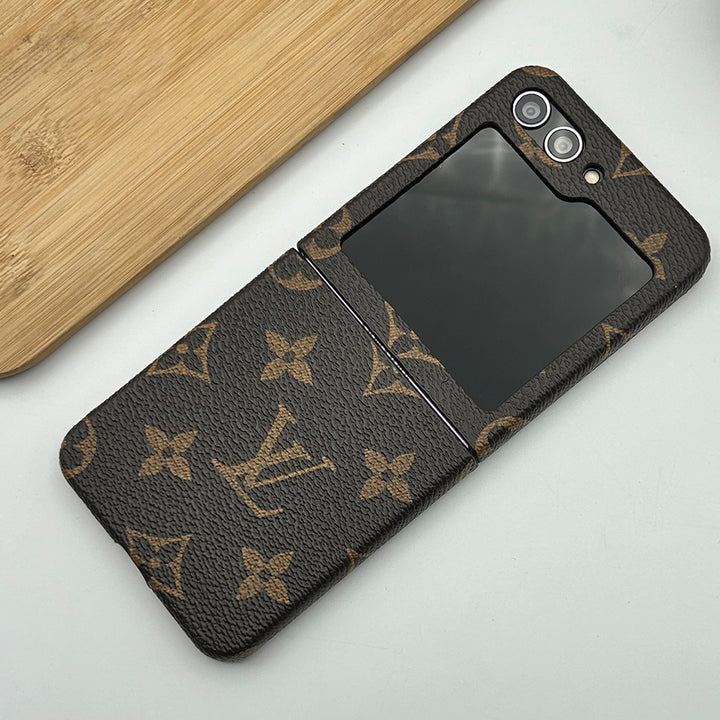 Samsung Galaxy Z Flip 5 Luxury Brand PU Leather Case Cover (Brown)